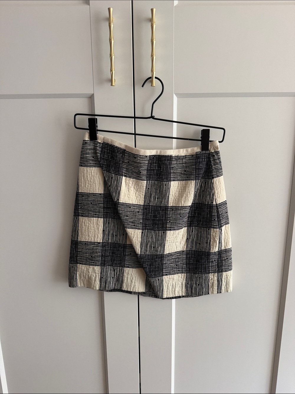 Madewell Black and Cream Checked Mini Skirt